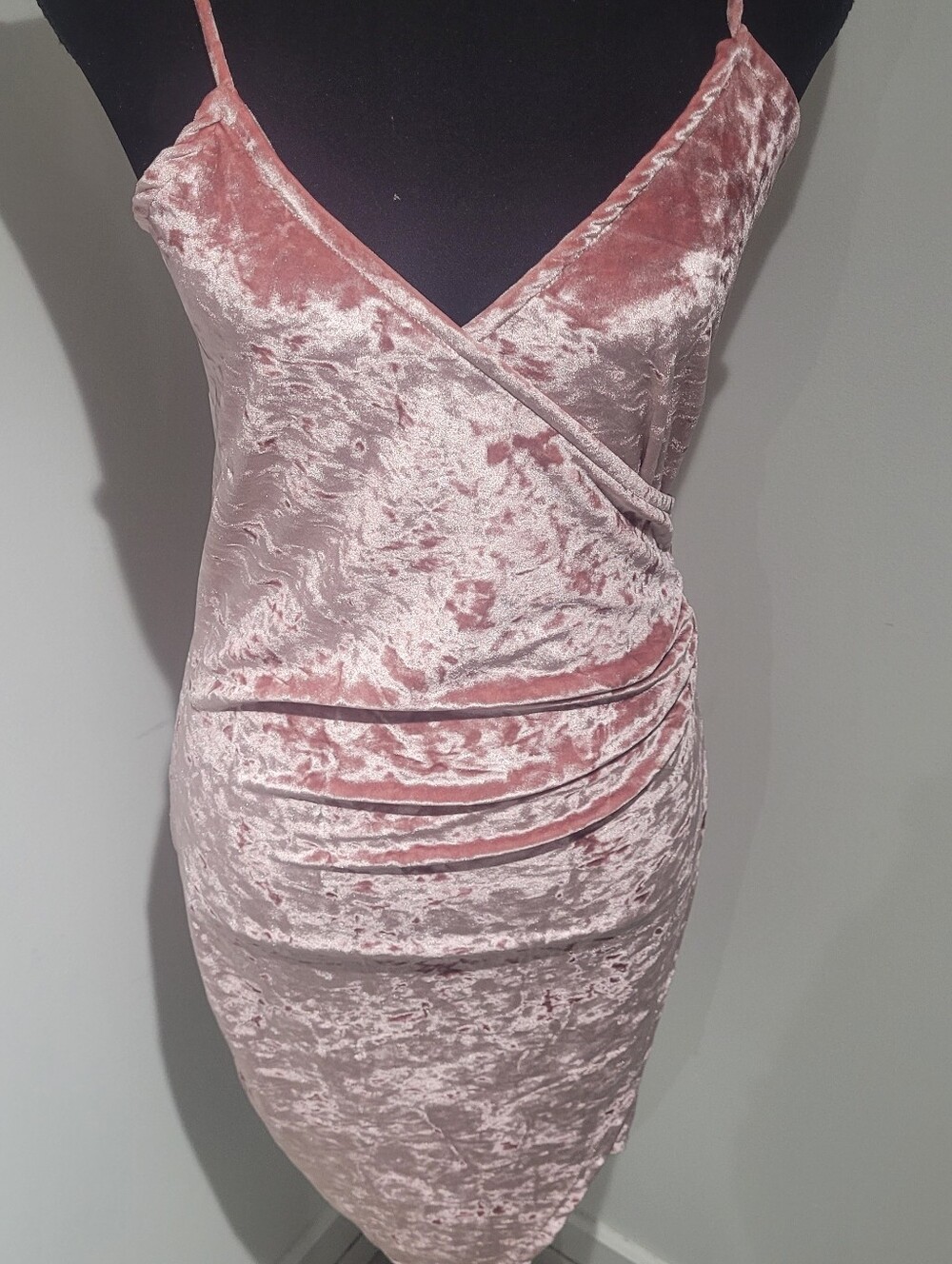 Revamped Women's Pink Crushed Velvet Ruched Slip Dress Medium Y2K Barbiecore - Picture 5 of 9